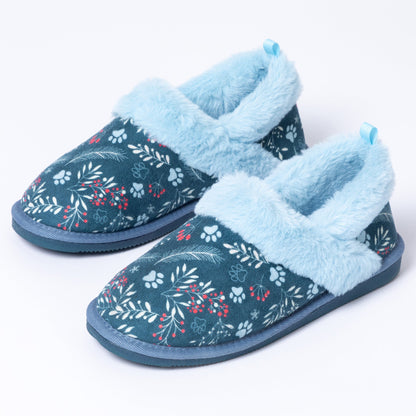 Paw Print Faux Fur Lined Indoor/Outdoor Slipper Shoes
