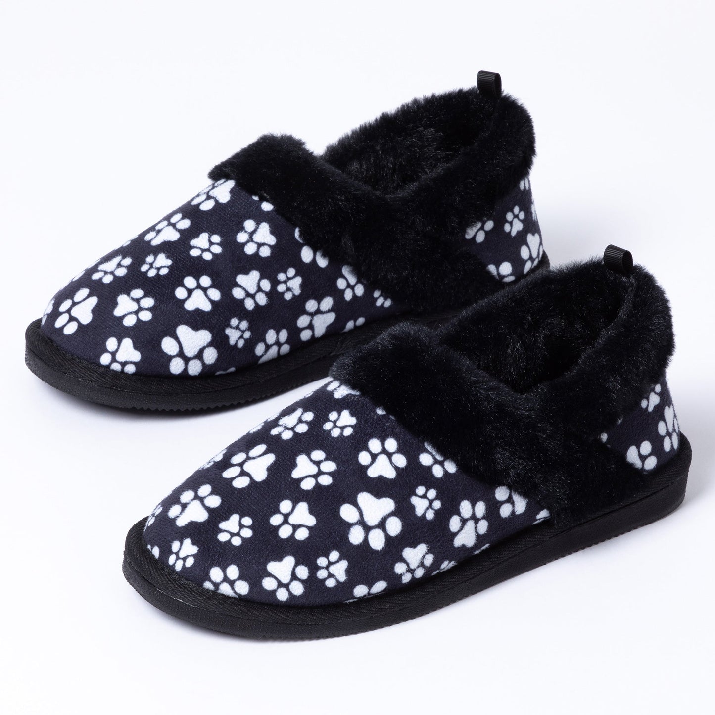 Paw Print Faux Fur Lined Indoor/Outdoor Slipper Shoes