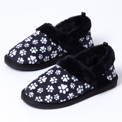 Paw Print Faux Fur Lined Indoor/Outdoor Slipper Shoes