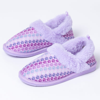 Paw Print Faux Fur Lined Indoor/Outdoor Slipper Shoes