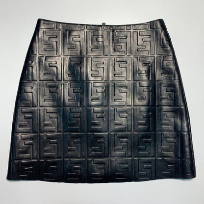F Letter PU Leather Skirt 0823120703