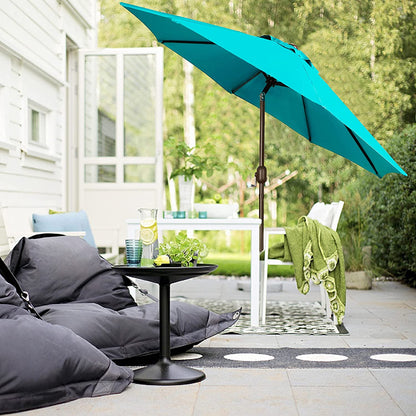 9' Outdoor Market Patio Umbrella with Push Button Tilt and Crank, 8 Ribs (Tan)