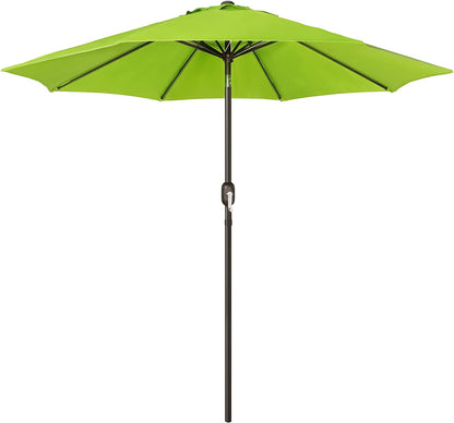 9' Outdoor Market Patio Umbrella with Push Button Tilt and Crank, 8 Ribs (Tan)