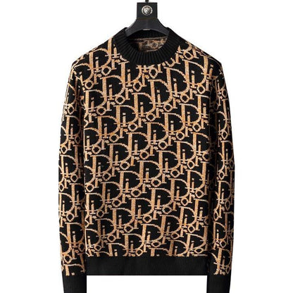 Men's knitted alphabet floral bottoming shirt