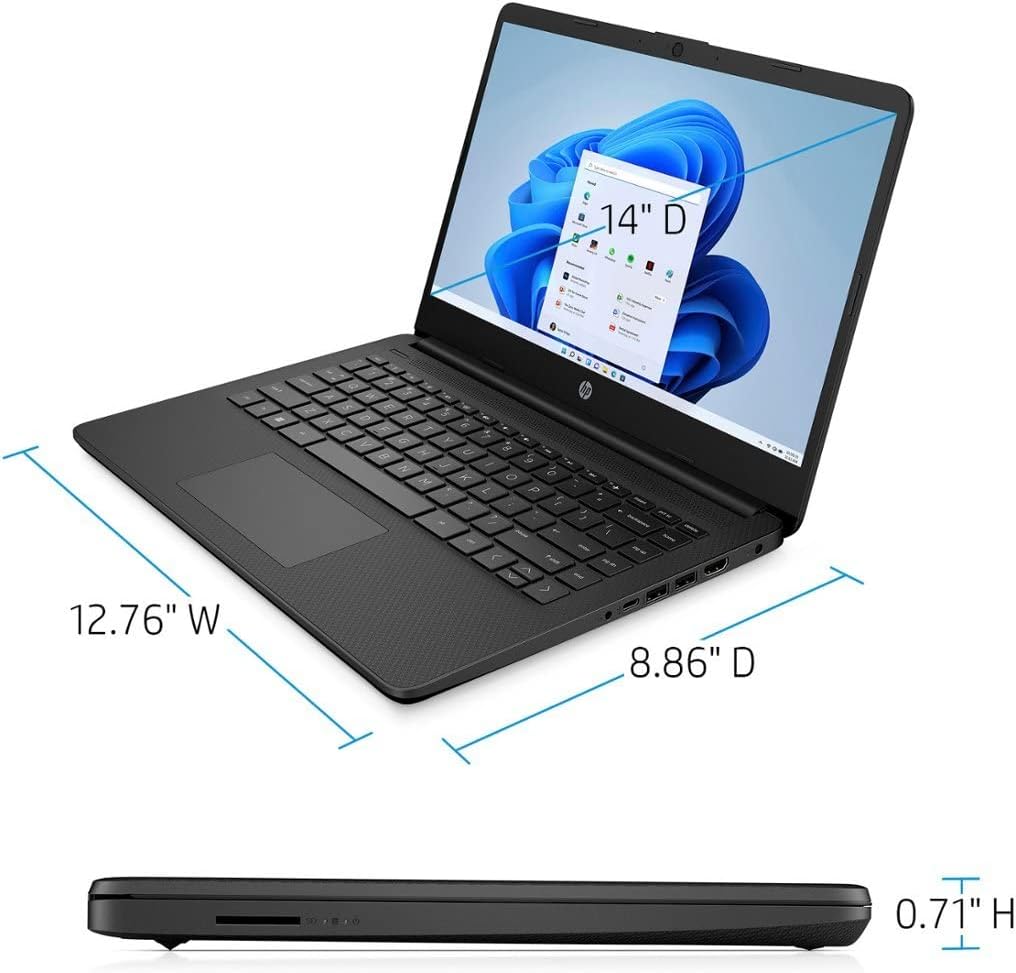 HP 2022 Stream 14" HD BrightView Laptop, Intel Celeron N4120, 16GB RAM, 64GB SSD, Intel HD Graphics, 720p Webcam, 1 Year Office 365, Gold, Win 11, 32GB Snowbell USB Card