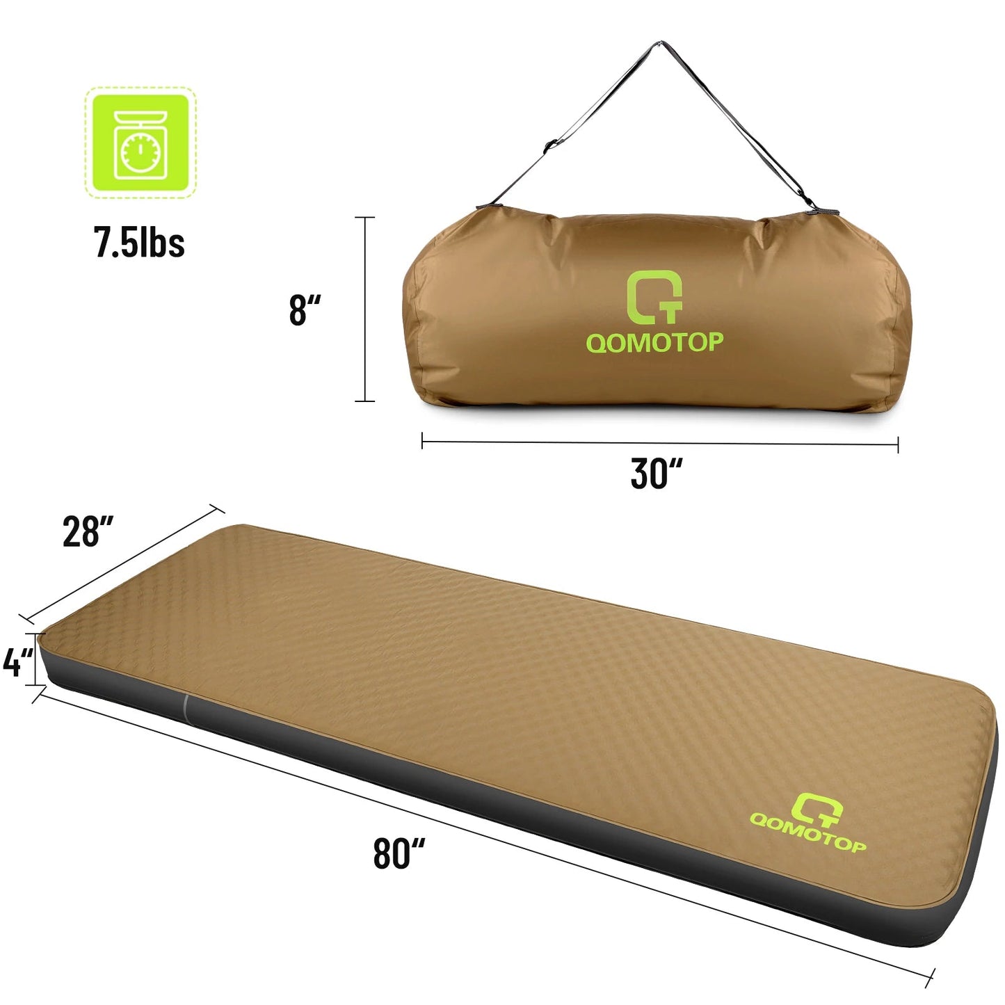 80”×28” Self-Inflating Sleeping Pad QTSID1