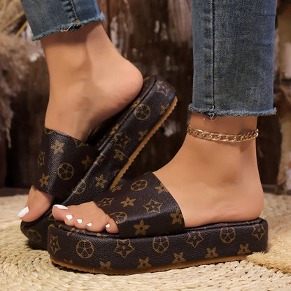 New leather one word muffin women's sandals slippers 1025040213