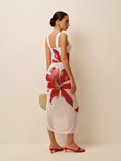 Corset-Style One-Piece With Draped Cover-Up