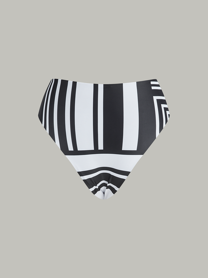 Geometric Print High-Waisted Bikini Bottom