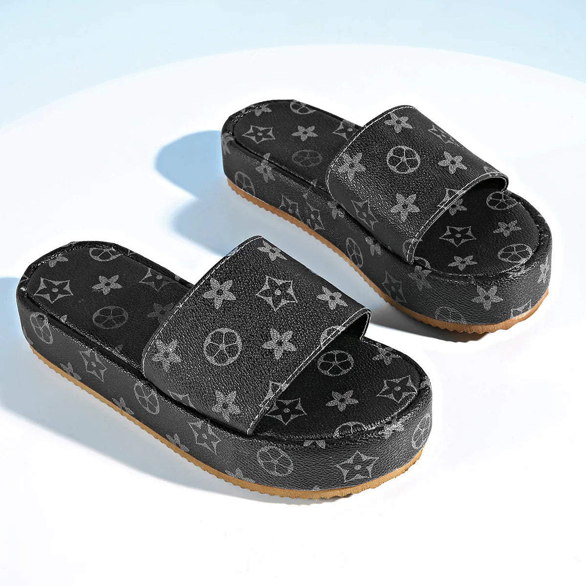 New leather one word muffin women's sandals slippers 1025040213
