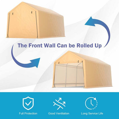 9 x 17 FT Heavy Duty Carport Portable Garage with Roll-up Door, Storage Shelter Car Port Canopy Tent for Auto Truck Boat SUV