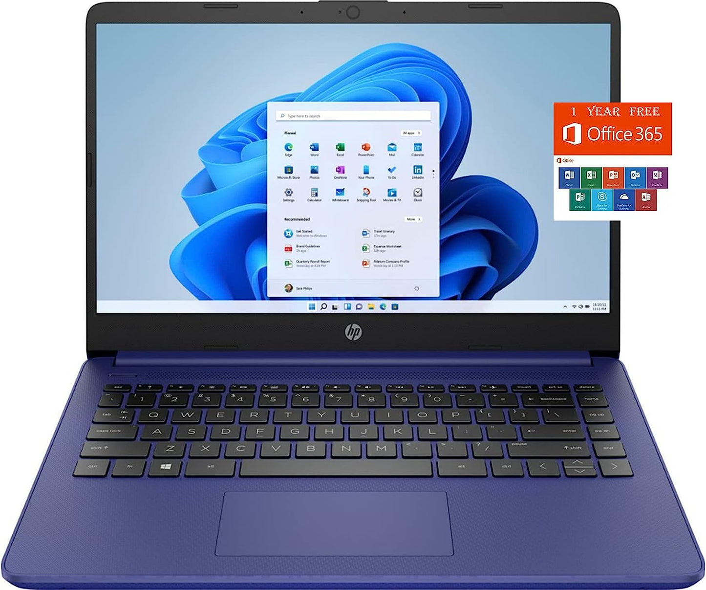 HP 2022 Stream 14" HD BrightView Laptop, Intel Celeron N4120, 16GB RAM, 64GB SSD, Intel HD Graphics, 720p Webcam, 1 Year Office 365, Gold, Win 11, 32GB Snowbell USB Card