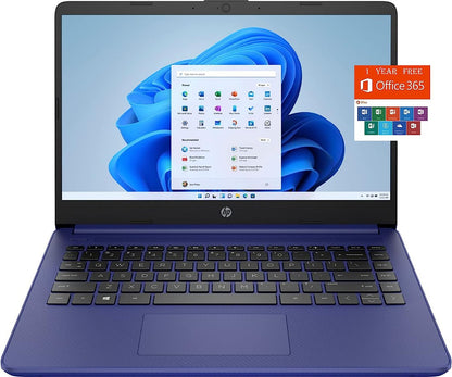 HP 2022 Stream 14" HD BrightView Laptop, Intel Celeron N4120, 16GB RAM, 64GB SSD, Intel HD Graphics, 720p Webcam, 1 Year Office 365, Gold, Win 11, 32GB Snowbell USB Card