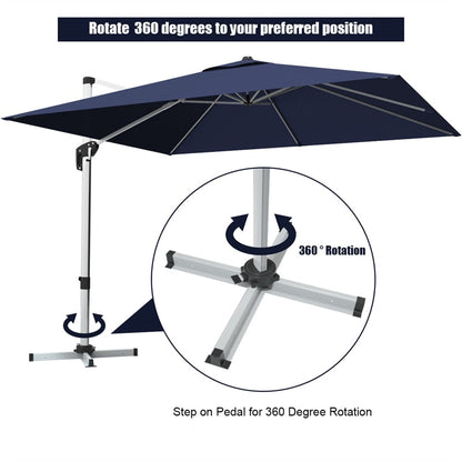 10 Ft Square Offset Patio Cantilever Umbrella with 360 Degree Tilt