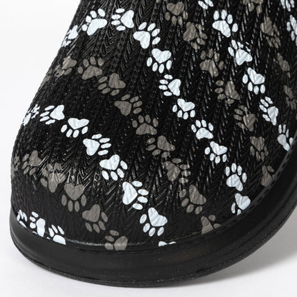Paw Print Faux Fur Lined Slipper Shoes with Comfort Heel