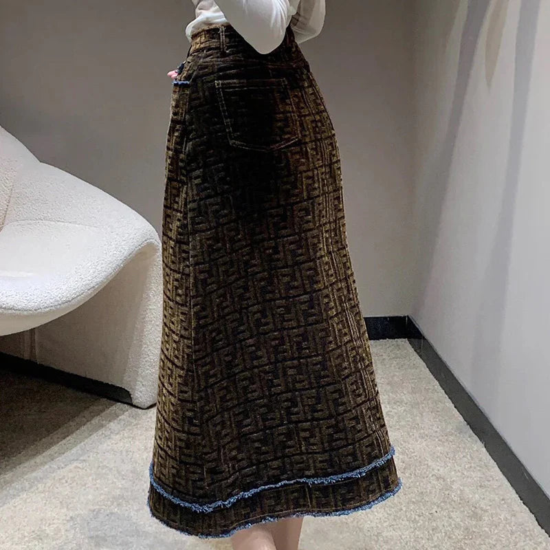 New versatile suede half length skirt 1024092923