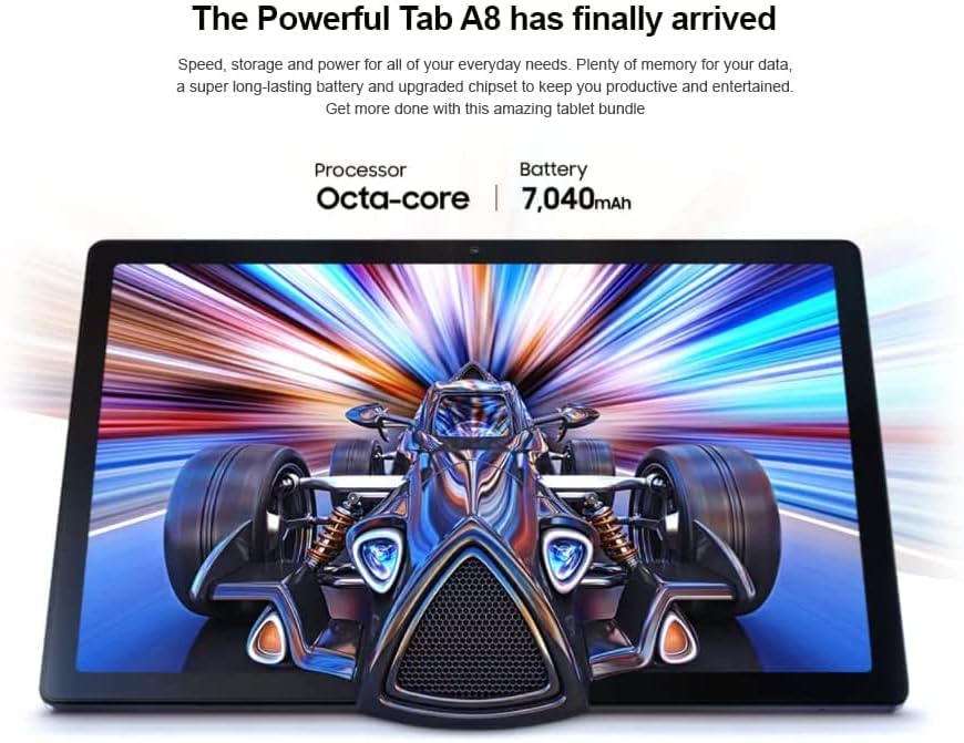 2022 Galaxy Tab A8 10.5” Inch 32 GB Wi-Fi Android 11 Touchscreen International Tablet Bundle – MDTec Hard Back Tri-Fold Stand Cover Case and 64GB microSD Card [Gray]
