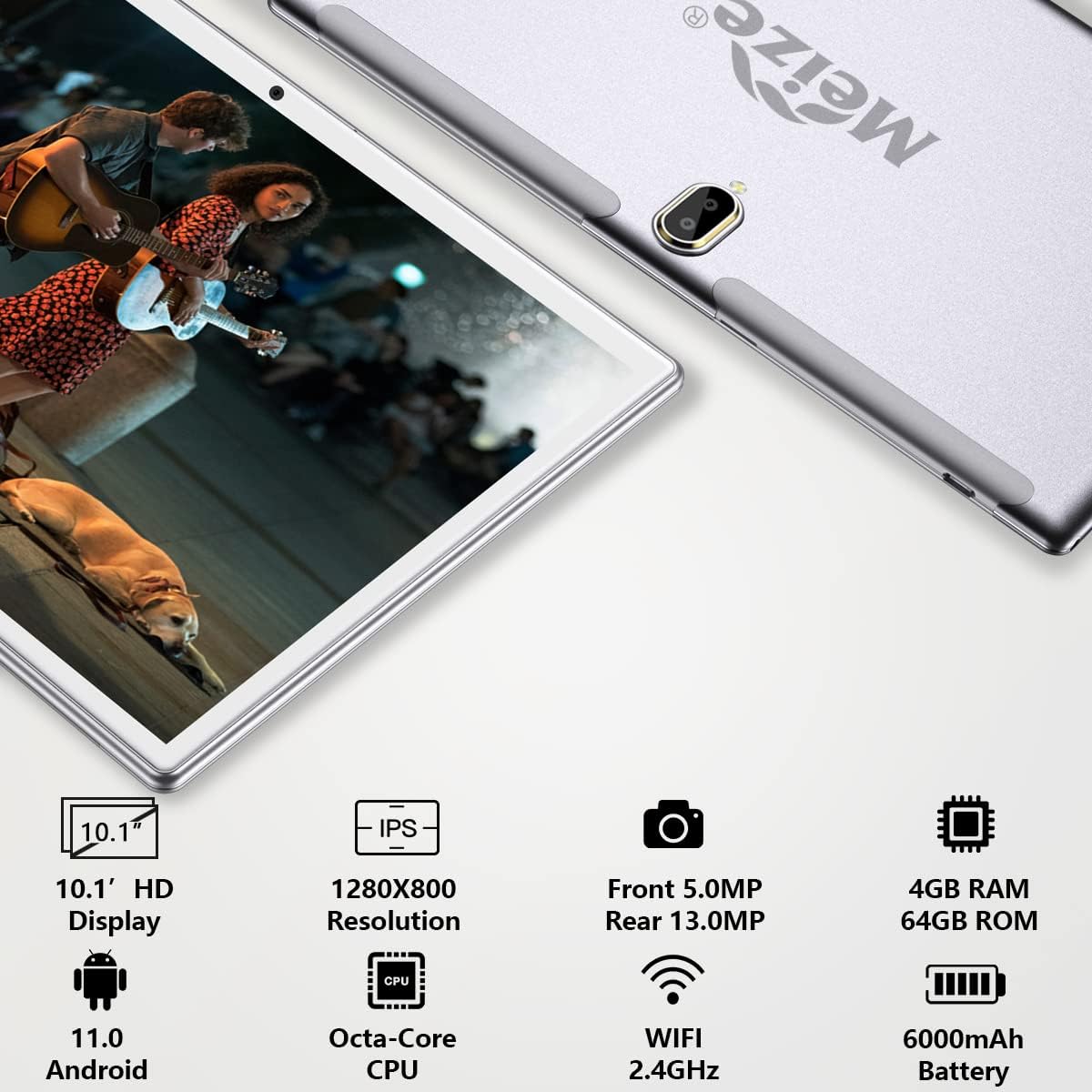 2 in 1 Tablet 10.1 Inch, Android 11.0 Tablets, 64GB/128GB ROM, Dual 4G Cellular with Keyboard, 18MP Camera, Octa-Core Processor, WiFi, GPS, Bluetooth, Google Certified Tablet PC(2023 Gray)