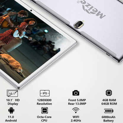 2 in 1 Tablet 10.1 Inch, Android 11.0 Tablets, 64GB/128GB ROM, Dual 4G Cellular with Keyboard, 18MP Camera, Octa-Core Processor, WiFi, GPS, Bluetooth, Google Certified Tablet PC(2023 Gray)