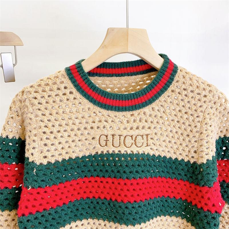 New Embroidered Striped Color-block Knit Top 1024031503