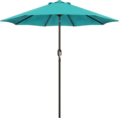 9' Outdoor Market Patio Umbrella with Push Button Tilt and Crank, 8 Ribs (Tan)