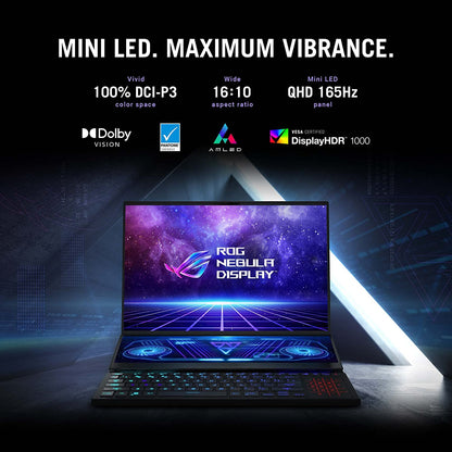 ASUS ROG Zephyrus Duo 16 (2022) Gaming Laptop, 16” Mini LED 240Hz/3ms, QHD 16:10 Display, 100% DCI-P3, NVIDIA GeForce RTX 4080, AMD Ryzen 9 7945HX, 32GB DDR5, 1TB SSD, Windows 11 Pro, GX650PZ-XS96