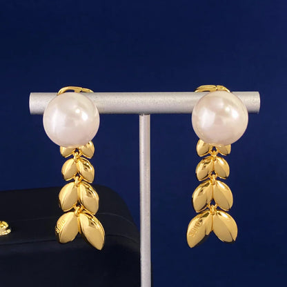 Pearl earrings with wheat ears 1925042502