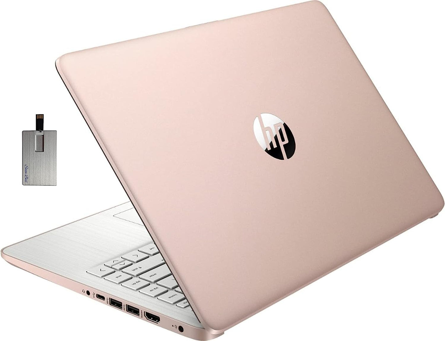 HP 2022 Stream 14" HD BrightView Laptop, Intel Celeron N4120, 16GB RAM, 64GB SSD, Intel HD Graphics, 720p Webcam, 1 Year Office 365, Gold, Win 11, 32GB Snowbell USB Card