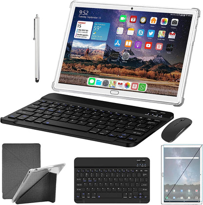 2 in 1 Tablet 10.1 Inch, Android 11.0 Tablets, 64GB/128GB ROM, Dual 4G Cellular with Keyboard, 18MP Camera, Octa-Core Processor, WiFi, GPS, Bluetooth, Google Certified Tablet PC(2023 Gray)