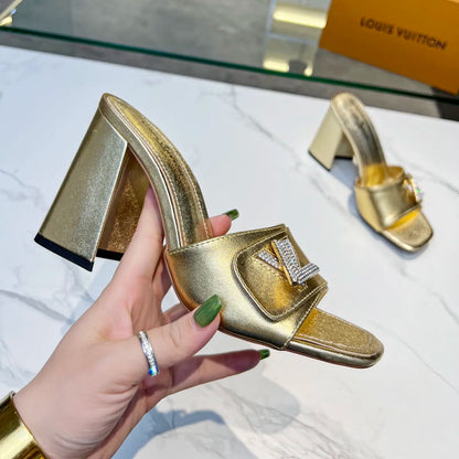 2023 spring and summer new heavy recommended all-match retro European high-heeled sandals slippers XC04062002