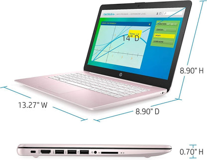 HP 2022 Stream 14" HD BrightView Laptop, Intel Celeron N4120, 16GB RAM, 64GB SSD, Intel HD Graphics, 720p Webcam, 1 Year Office 365, Gold, Win 11, 32GB Snowbell USB Card