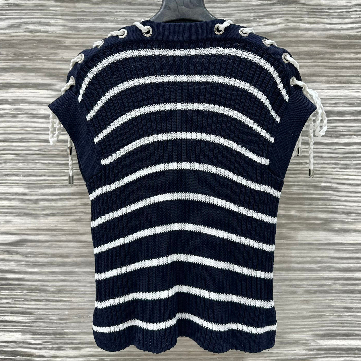 Slant Shoulder Striped Knit Top 1025070309