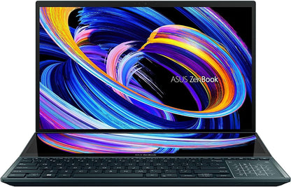 ASUS ZenBook Pro Duo 15 OLED UX582 Laptop, 15.6” OLED FHD Touch Display, Intel Core i9-12900H, 32GB, 1TB, GeForce RTX 3060 Laptop GPU, ScreenPad Plus, Windows 11 Pro, Celestial Blue, UX582ZM-XS96T