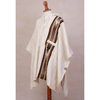 Men's Beige Alpaca Poncho
