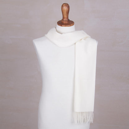 Frothy White Men's Alpaca Scarf