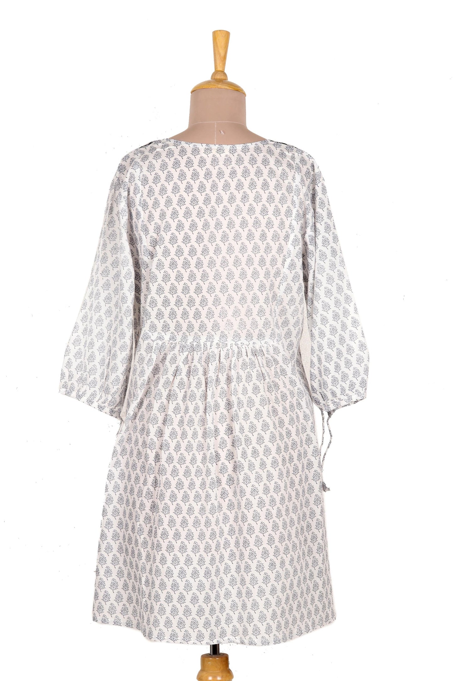 Warm Days Screen Printed Floral Cotton Drawstring Dress from India