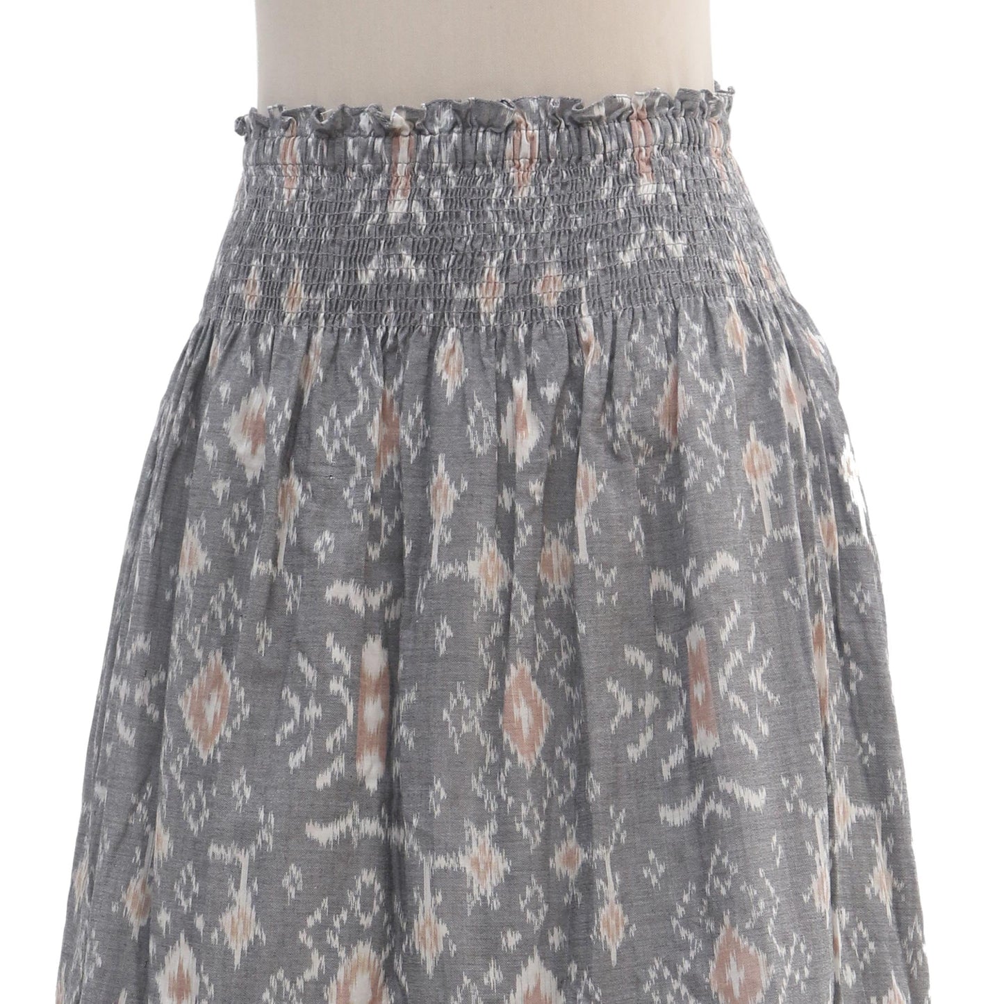 Grey Gardens Hand Woven Cotton Midi Ikat Skirt from Bali