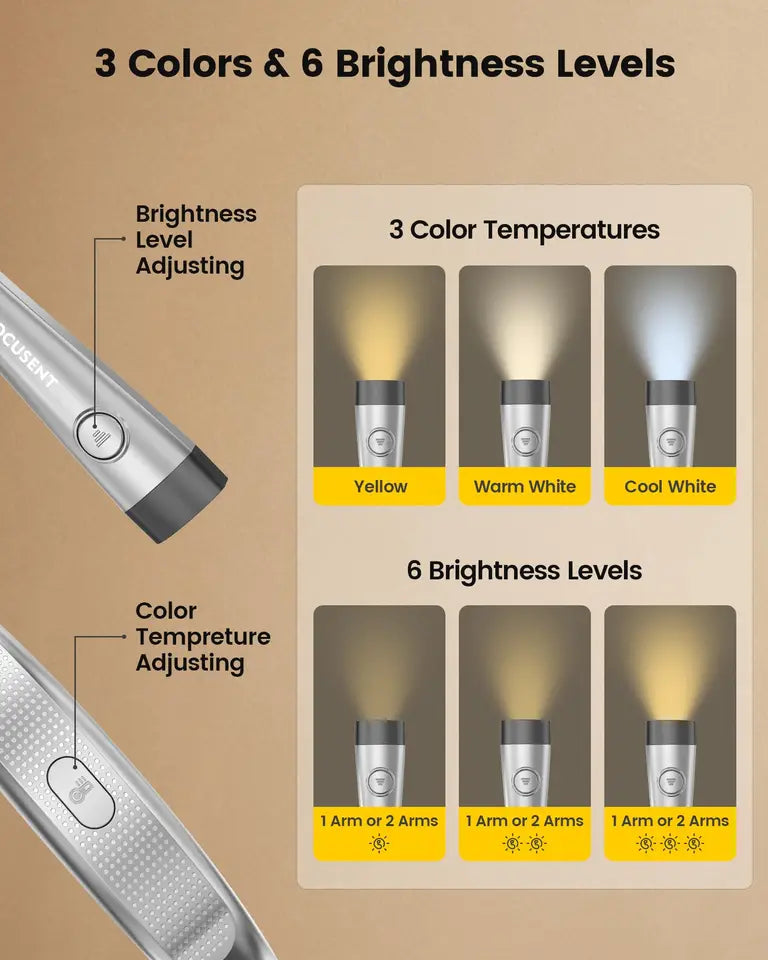 LED rechargeable and bendable arm neck reading light