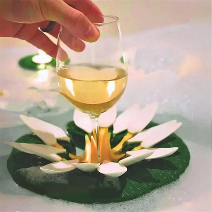 Highly Recommended.Luxurious Floating Lotus Bath Glass Holder with Wine Bottle Holder