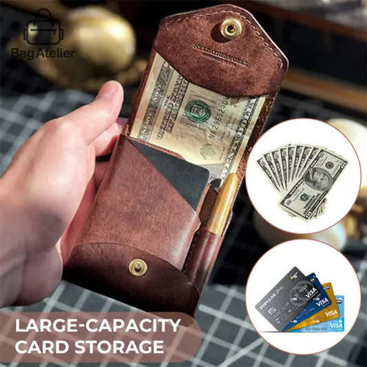 Multi functional men's handmade card holder wallet