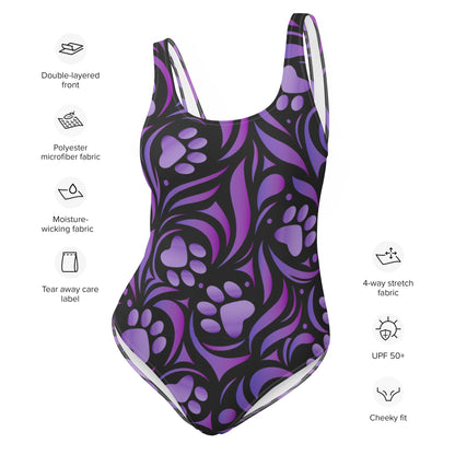 Purple Paw Symphony One-Piece Swimsuit