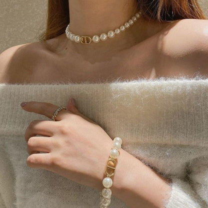 DIO letter star pearl necklace PD0425071817