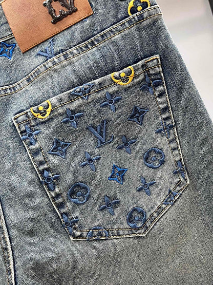 High luxury autumn and winter elastic slim fit denim pants XC0425091204
