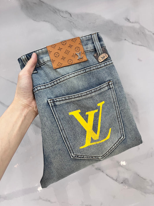 High luxury autumn and winter elastic slim fit denim pants XC0425091206