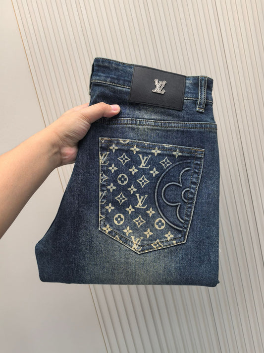 High luxury autumn and winter elastic slim fit denim pants XC0425091205