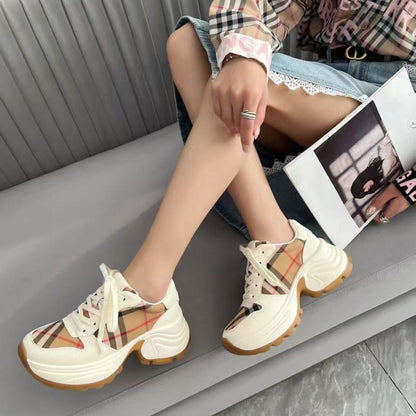 New plaid platform sneakers  PD042025051915