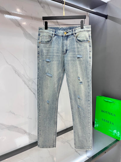 High luxury autumn and winter elastic slim fit denim pants XC0425091206