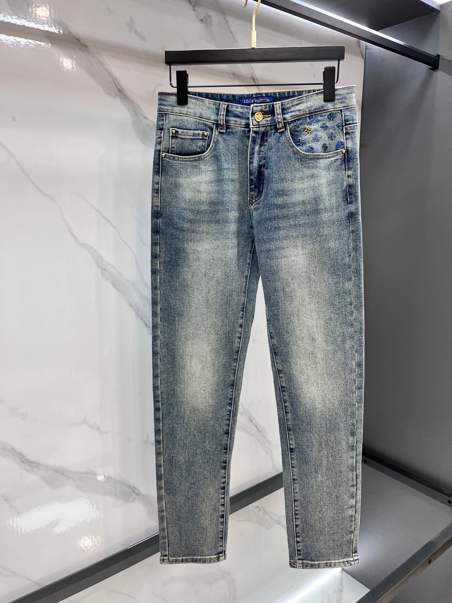High luxury autumn and winter elastic slim fit denim pants XC0425091204
