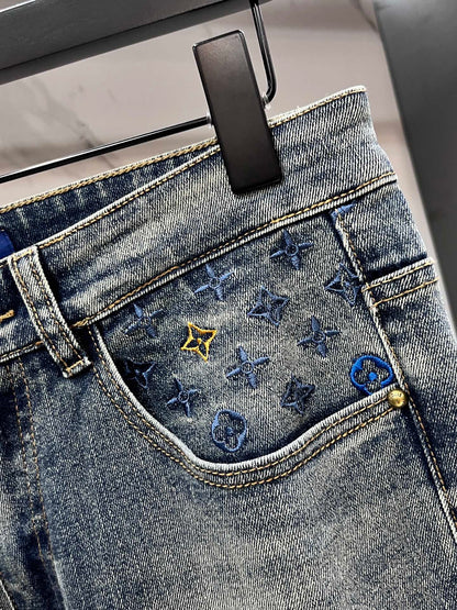 High luxury autumn and winter elastic slim fit denim pants XC0425091204