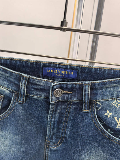 High luxury autumn and winter elastic slim fit denim pants XC0425091205